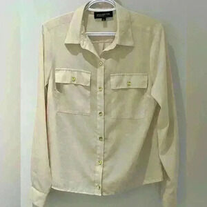 Jones New  York cream Sheer Blouse